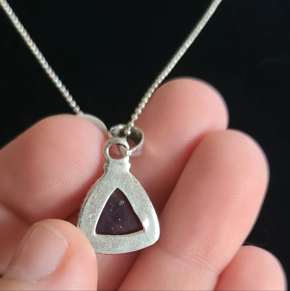 Sterling Amethyst Pendant Necklace - Picture 4 of 5